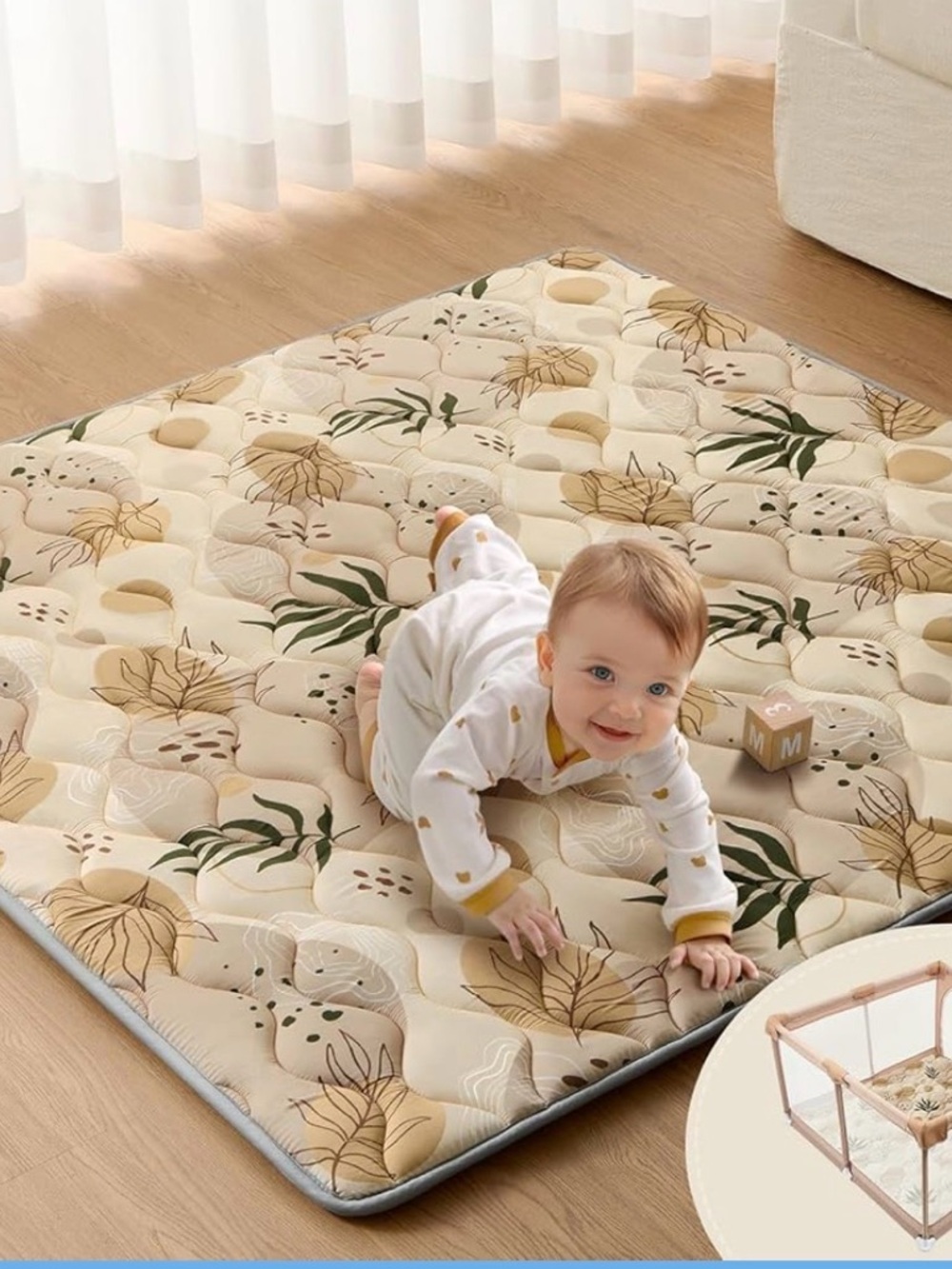 NWT Blissful Diary Baby Play Mat,Eart Tones,50x50,Thick Padding,NonSlip,Washable